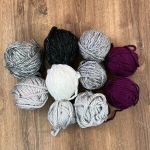 Large Chunky Yarn White/Gray/Purple Bundle